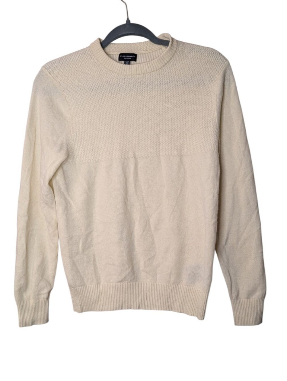 Club Monaco Pastel Butter Yellow 100% Cashmere Panel Knit Pullover Sweater Small